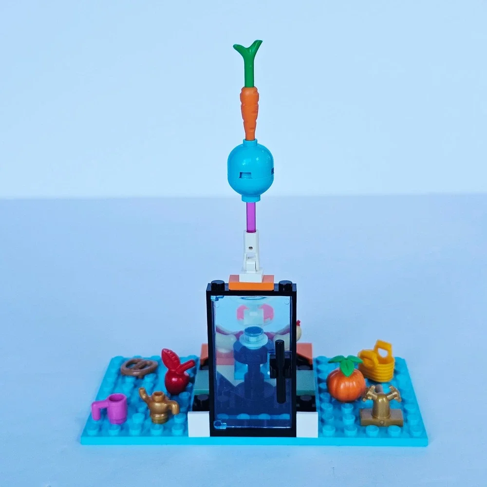 LEGO Custom Food Stand Cafe Baseplate with Hot Dogs Pretzel Fruit Accessories
